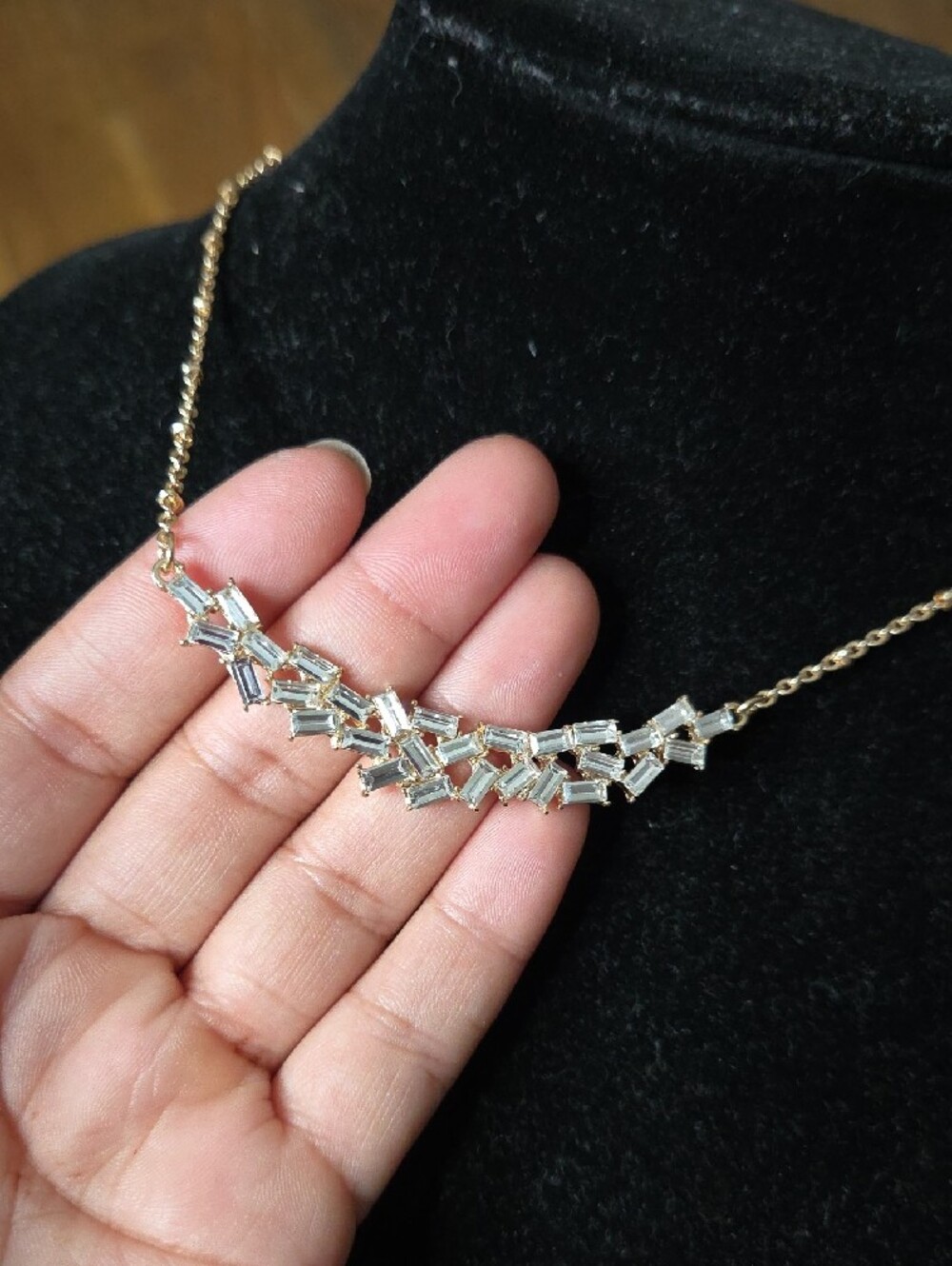 Gold-Tone Crystal Pendant Necklace in Gold